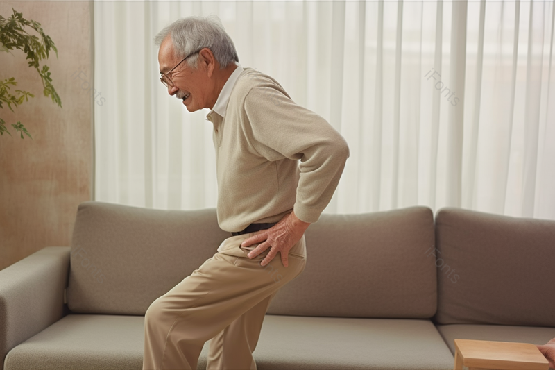 实拍老人居家扭伤腰痛苦的表情特写,高清,摄影图,摄影图片,图片大全,摄影图免费下载